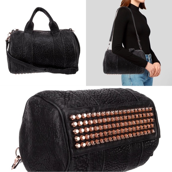 Alexander Wang Rocco Black leather handbag with Rose Gold hardware - Picture 1 of 6